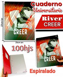 CUADERNO UNIVERSIATRIO RIVER CREER Espiralado TAPA DURA  27cm