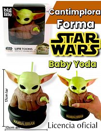 Cantimplora Forma STAR WARS BABY YODA Con Sorbete (Licencia Oficial)