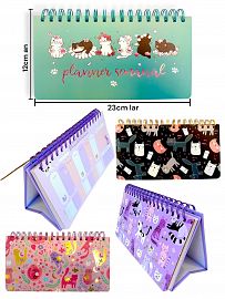 Planner Animales Kawaii gatitos 52 Hojas C/ Base