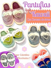 Pantuflas Kawaii Con Corazon Strass 
