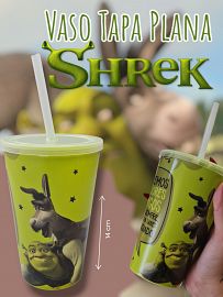 Vaso Tapa Plana con Sorbete con Sorbete SHREK