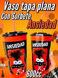 Vaso Tapa Plana con Sorbete ANSIEDAD INTENSAMENTE 2 600cc