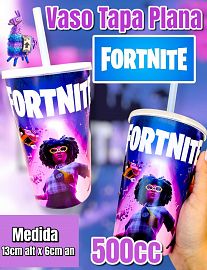 Vaso Tapa Plana con Sorbete con Sorbete FORTNITE 500cc