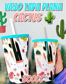Vaso Tapa Plana  CACTUS 500cc
