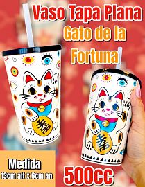 Vaso Tapa Plana con Sorbete con Sorbete GATO DE LA FORTUNA 500cc