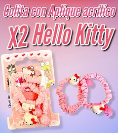 Colita con Aplique Acrilico x 2 HELLO KITTY 