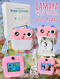 Camara Print Digital Gatito Kawaii con Luces