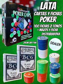 Lata Cartas y Fichas Poker