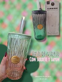Vaso de Vidrio con Sorbete y Tapon