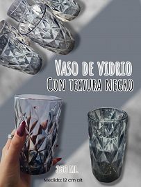 Vaso de Vidrio Con Textura Negro 350ml