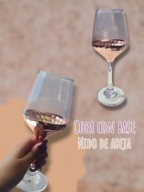 Copa de vidrio Con Base Nido de Abeja Rosa metalizado