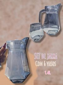 Set de Jarra 1.4 Litros Negra + 6 Vasos 
