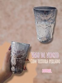Vaso de vidrio con Textura Perlado Negro 305 ml