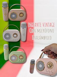 Parlante Vintage Con Microfono Inalambrico 