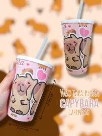 Vaso Tapa Plana con Sorbete Capybara Cariñoso