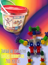 Balde Juego de Encastre Chubitos 200 Piezas