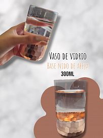 Vaso de Vidrio Base Nido de Abeja 300ml