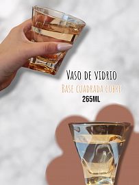 Vaso de Vidrio Base Cuadrada Cobre 265ml