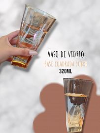 Vaso de Vidrio Base Cuadrada Cobre 320ml