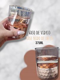Vaso de Vidrio Base Nido de Abeja 375ml