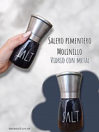 Salero Pimentero Molinillo Vidrio con Metal 180ml