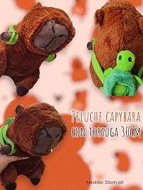 Peluche Capybara Con Tortuga 30cm