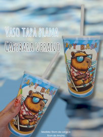 Vaso Tapa Plana Capybara Verano