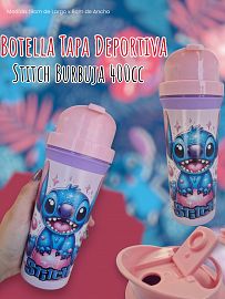 Botella Tapa Deportiva Stitch Burbuja 400cc