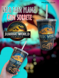 Vaso Tapa Plana Jurassic World 